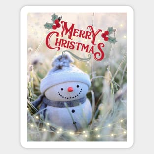 Merry Xmas Funny Snowman Photograpic Festive Print Sticker